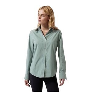 Athleta Midtown Shirt II Laser Cut Button Down Dusty Sage Extra Large NWOT
